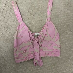 Seed Heritage Pink Leaf Print Crop Top